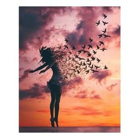 Parla Canvas Uçan Kadın Sayılarla Rulo 60x75 cm Renkli Boyama Seti Duvar Sticker