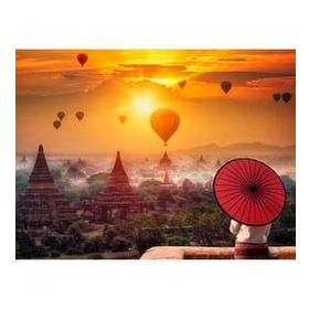 Parla Canvas Uzak Doğu ve Günlüğü Sayılarla Rulo 90x110 cm Renkli Boyama Seti Duvar Sticker