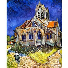 Parla Canvas Van Gogh Auvers&#039;deki Kilise Sayılarla Rulo 40x50 cm Renkli Boyama Seti Duvar Sticker