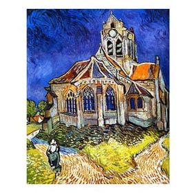 Parla Canvas Van Gogh Auvers&#039;deki Kilise Sayılarla Rulo 60x75 cm Renkli Boyama Seti Duvar Sticker