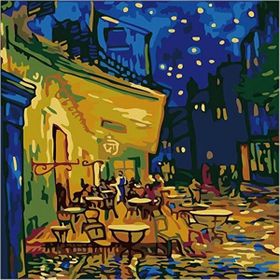 Parla Canvas Van Gogh Teras Kafe Sayılarla Rulo 100x140 cm Renkli Boyama Seti Duvar Sticker