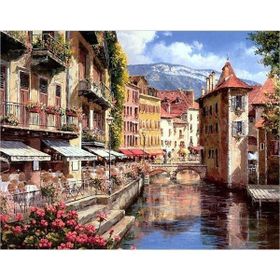 Parla Canvas Venedikte Küçük Kasaba Sayılarla Rulo 90x110 cm Renkli Boyama Seti Duvar Sticker