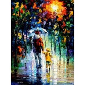Parla Canvas Yağmurlu Günde Yürüyüş Sayılarla Rulo 60x75 cm Renkli Boyama Seti Duvar Sticker