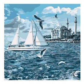 Parla Canvas Yelken Martı ve Cami Sayılarla Rulo 60x75 cm Boyama Seti Duvar Sticker