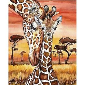 Parla Canvas Zürafa ve Yavrusu Rulo 70x90 cm Renkli Sayılarla Boyama Seti Duvar Sticker