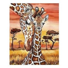 Parla Canvas Zürafa ve Yavrusu Rulo 70x90 cm Renkli Sayılarla Boyama Seti Duvar Sticker