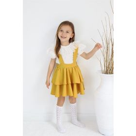 Parla Kids TKM-0181.4 Helen Sarı Askılı Kat Kat Bağlama Jile Elbise Dantel Detay Kısa Kollu Bluz Kız Çocuk Takımı