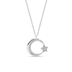 Parmas Desing Ay Yıldız Tasarım 925 Ayar Gümüş Kadın Kolye