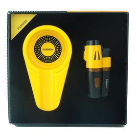Parmida TR2475 Çakmak Küllük İkili Sarı Puro Seti