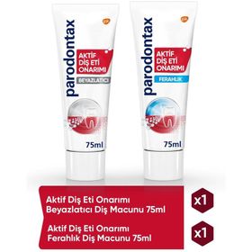 Parodontax 75 ml Aktif Diş Eti Onarımı Ferahlık + 75 ml Beyazlatıcı Diş Macunu