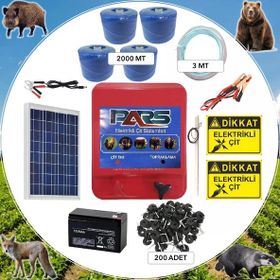 Pars 2000 Ahşap Direk İz Elektrikli Çit Ayı-Domuz Kovucu Eco Set