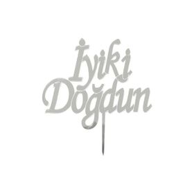 Parti Bulutu İyiki Doğdun Yazılı Aynalı Gümüş Pleksi