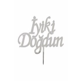 Parti Bulutu İyiki Doğdun Yazılı Aynalı Gümüş Pleksi