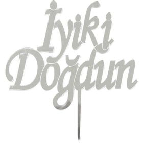 Parti Bulutu İyiki Doğdun Yazılı Aynalı Gümüş Pleksi