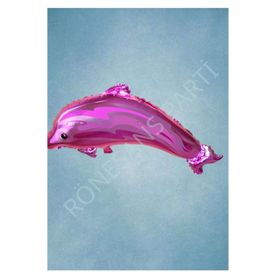 Parti Bulutu Pembe Yunus Balığı Folyo Balon