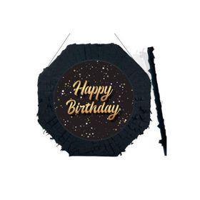 Parti Dükkanım Happy Birthday Siyah Gold 42 cm Pinyata + Sopası
