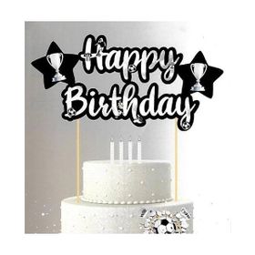 Parti Dükkanım Siyah Beyaz Happy Birthday Doğum Günü Parti Süsü