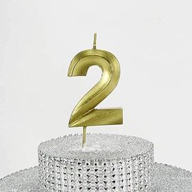 Parti Vitrini 2 Rakamlı 6.5 cm Gold Altın Mum
