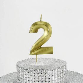 Parti Vitrini 2 Rakamlı 6.5 cm Gold Altın Mum