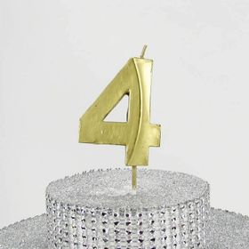 Parti Vitrini 4 Rakamlı 6.5 cm Gold Altın Mum