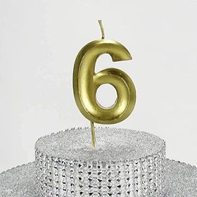 Parti Vitrini 6 Rakamlı 6.5 cm Gold Altın Mum