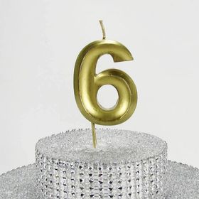 Parti Vitrini 6 Rakamlı 6.5 cm Gold Altın Mum