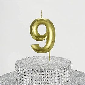 Parti Vitrini 9 Rakamlı 6.5 cm Gold Altın Mum