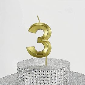 Parti Vitrini Üç Rakamlı 6.5 cm Gold Altın Mum