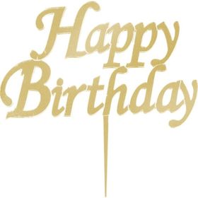 PartiBulutu Happy Birthday Yazılı Aynalı Altın Pleksi