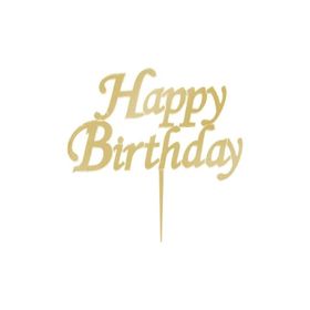 PartiBulutu Happy Birthday Yazılı Aynalı Altın Pleksi