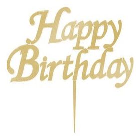 PartiBulutu Happy Birthday Yazılı Aynalı Altın Pleksi
