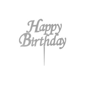 PartiBulutu Happy Birthday Yazılı Aynalı Gümüş Pleksi