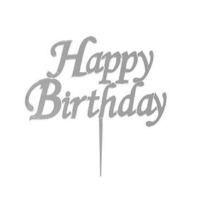 PartiBulutu Happy Birthday Yazılı Aynalı Gümüş Pleksi