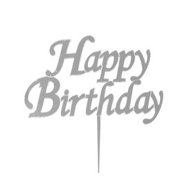 PartiBulutu Happy Birthday Yazılı Aynalı Gümüş Pleksi