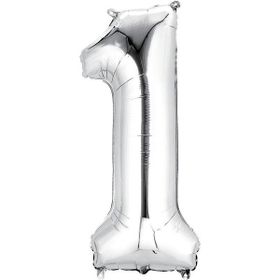 Partici 1 Rakam Gümüş 100 cm Balon