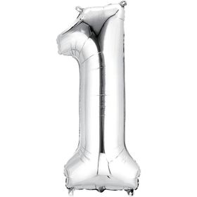 Partici 1 Rakam Gümüş 100 cm Balon
