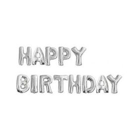 Partici Happy Birthday Gümüş Harf Folyo Balon