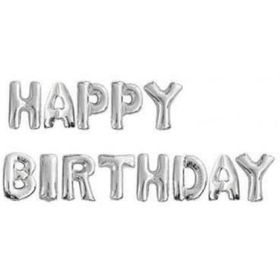 Partici Happy Birthday Gümüş Harf Folyo Balon