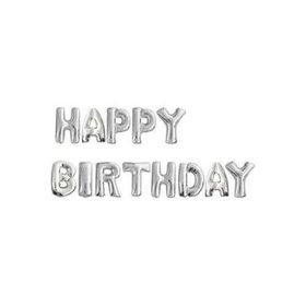 Partici Happy Birthday Gümüş Harf Folyo Balon