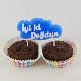 Partici İyi Ki Doğdun Mavi Mum