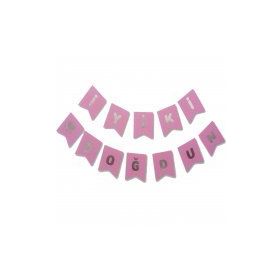 Partici Pembe Gümüş Yaldızlı İyi Ki Doğdun Banner