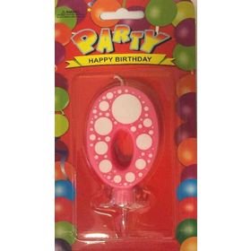 Partici Pembe Puantiyeli 0 Rakam Mum
