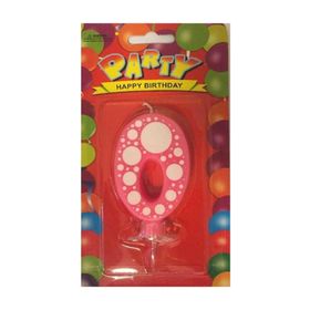 Partici Pembe Puantiyeli 0 Rakam Mum