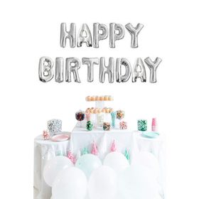 Partifabrik Happy Birthday Gümüş Harf Folyo Set Balon
