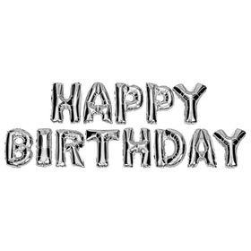 Partifabrik Happy Birthday Gümüş Harf Folyo Set Balon
