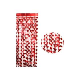 Partifabrik Kırmızı Kalpli Kapı Perdesi