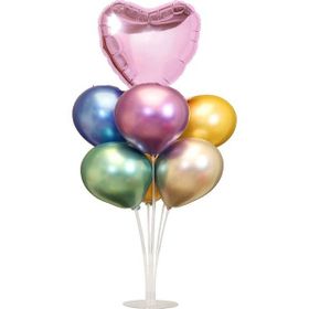 Partifabrik Standlı Kalp Folyo Balonlu Krom Balon Demeti