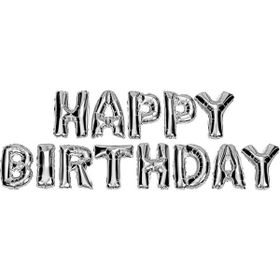 Partipan Happy Birthday 40 cm Gümüş Yazılı Harf Folyo Balon