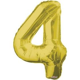 Partistok 4 Rakamlı Altın Renk Folyo Balon