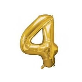 Partistok 4 Rakamlı Altın Renk Folyo Balon